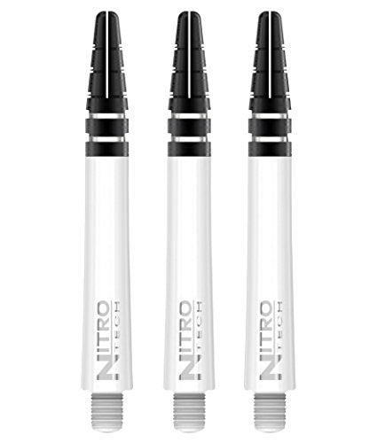 RED DRAGON Nitrotech Medium Dart Shafts - Flight Locking System for Secure Setup & Compact Control - Transparent Polymer, 42mm, 9 shafts Shafts (3 Sets), Black, Gray, White