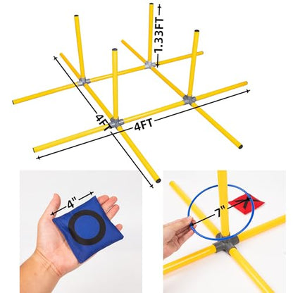 Giant Tic Tac Toe Game,4ft x 4ft Bean Bag & Ring Toss Across Game|Backyard Outdoor Indoor Games Lawn Games for Adults Kids and Family Party Game Christmas Birthday Gifts with Storage Bag