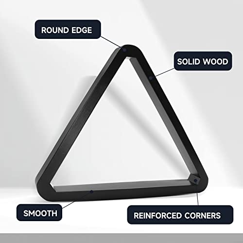 GSE Games & Sports Expert Deluxe Heavy Duty Solid Wood Billiard 8-Ball Triangle / 9-Ball Diamond Pool Ball Racks for 2-1/4" Pool Balls, Billiards Accessories - color: Black, style: 8-Ball Triangle Rack