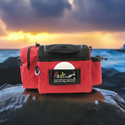Fade Crunch Disc Golf Bag – Compact, Durable, and Lightweight Disc Storage - color: Red