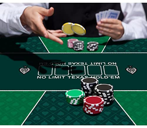 nuveti Poker Mat - 55 x 28inch Non-Slip Poker Table Game Mat - Portable Rubber Waterproof Poker mat for Table 6-8 Player Card Game Anti-Slip Rubber Poker Table Top Layout - color: 55 X 28 Inch Rectangular-green7