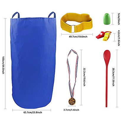 28PCS Potato Sack Race Bags, Egg and Spoon Race,Carnival Games 3-Legged Relay Race Bands, Outdoor Games for Kids and Adults (with Game Prizes & Whistles), Outside Yard Lawn Birthday Party Games - style: 28 PCS