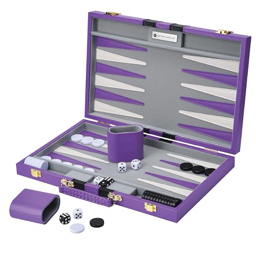 Get The Games Out Top Backgammon Set - Classic Board Game Case - Best Strategy & Tip Guide - Available in Small, Medium and Large Sizes (Purple, Large) - color: Purple, size: Large