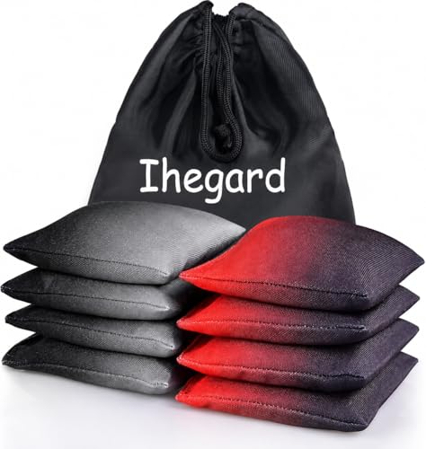 Cornhole Bags Set of 8, Weather Resistant Cornhole Bean Bags with Gradient Design, Durable Modified Size Corn Hole Bags for Outdoor Tossing Games, Includes Tote Bag - color: BlackGrey & RedBlack