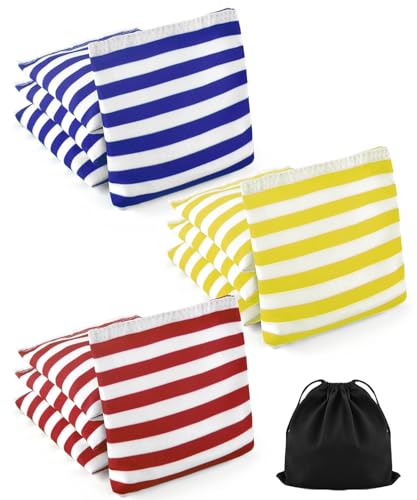 TINDTOP Bean Bags for Tossing (4.7 * 4.7inch, 150g/5.3oz), Cornhole Outdoor Toss Gaming Colorful Canvas Throwing Bags for Family Carnival Kids Games - color: 12 Pack