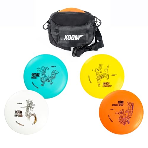 4 Discs PDGA Approved Beginner Set with Easy to Carry Fanny Bag, Included Drivers, Mid-range, Putter for Beginner Professional Outdoor and Backyard