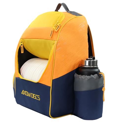 Axiom Discs Shuttle Disc Golf Backpack Bag (Choose Your Style and Color) - color: Yellow Ochre/Orange, style: With Velcro Side Panel