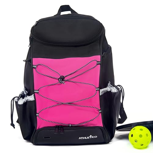 Athletico 35L Pickleball Backpack - Pickleball Bags for Men or Women Includes Pickleball Ball Holder - color: Pink