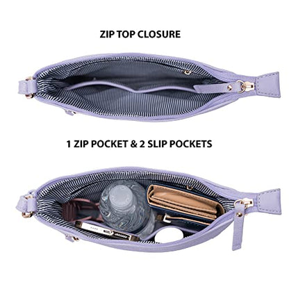 Solene Crossbody Bag Functional Multi Pocket Messenger Purse Top Zip Closure Shoulder Handbag With Adjustable Strap - color: Lavender