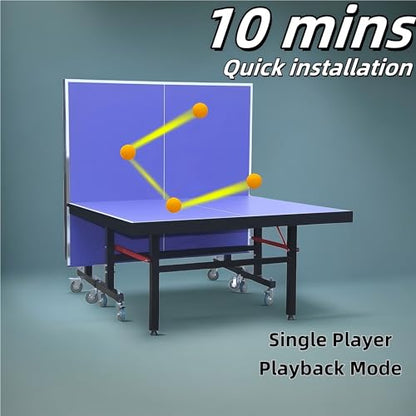 Pinklion Professional Ping Pong Table Set for Outdoor and Indoor, Foldable Table Tennis Table with Net, 2 Paddles, 3 Balls, Adjustable Feet, Easy Assembly, Blue