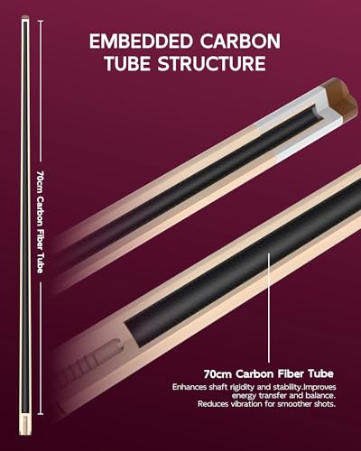 KONLLEN Maple Pool Cue Stick for Adults - Features Low Deflection Shaft, Titanium Alloy 3/8x8 Joint, and 12mm Tip - color: K-02Pmaple