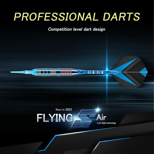 Soft Tip Darts Set 3 Aluminum Shaft Professional Darts Plastic Tip Sets 2BA Replacement Tips + Extra 3 Dart Flights 3 Replace Plastic Shafts for Electronic Dart Board - color: Deep Blue