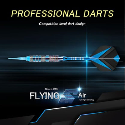 Soft Tip Darts Set 3 Aluminum Shaft Professional Darts Plastic Tip Sets 2BA Replacement Tips + Extra 3 Dart Flights 3 Replace Plastic Shafts for Electronic Dart Board - color: Deep Blue