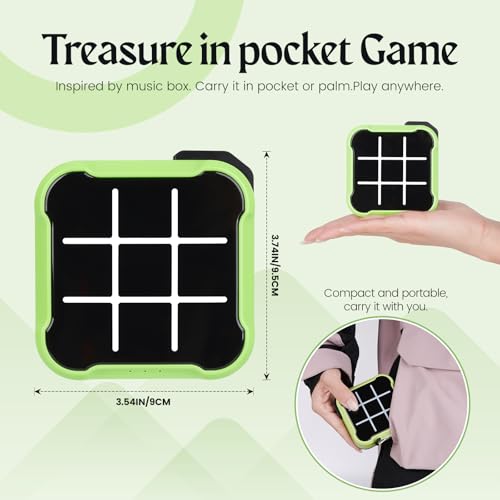 Tic Tac Toe, 4 in 1 Handheld Educational Game Machine, Electronic Tic Tac Toe Game for Education and Memory Growth, Home, Toy Board Game for Kids and Adults (Green) - color: Green