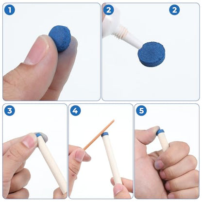 ElevateTech 15Pcs Billiard Pool Cue Tips Pool Cue Stick Tips Replacement Repair Kit Sticks for Snooker Table Cues with Storage Box Blue 10 12 13mm