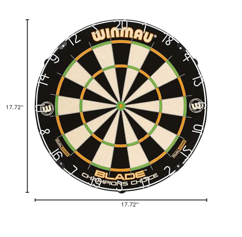 WINMAU Champions Choice Blade Technology Dual Core Training Dartboard - Reduced Scoring Zones for Precision Practice, Steel Tip Bristle Board with Rota-Lock System, 450 mm