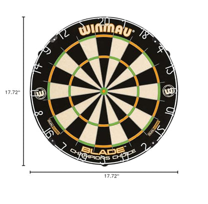 WINMAU Champions Choice Blade Technology Dual Core Training Dartboard - Reduced Scoring Zones for Precision Practice, Steel Tip Bristle Board with Rota-Lock System, 450 mm