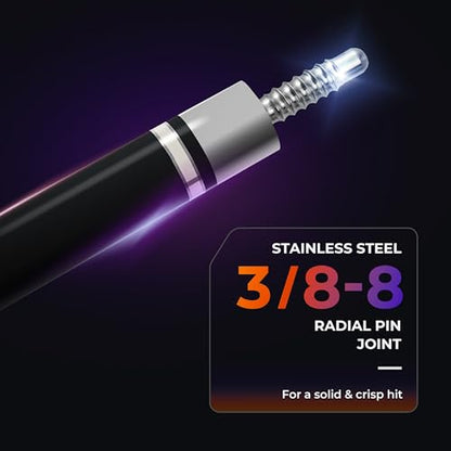 Carbon Fiber Pool Cue Stick with Case, 2pieces 58inch Low Deflection Professional Cue Stick for Billiards, Pro Taper Carbon Fibre Shaft with Genuine Leather Wrap and 12.5mm Tip (19oz-20oz) - color: Style3