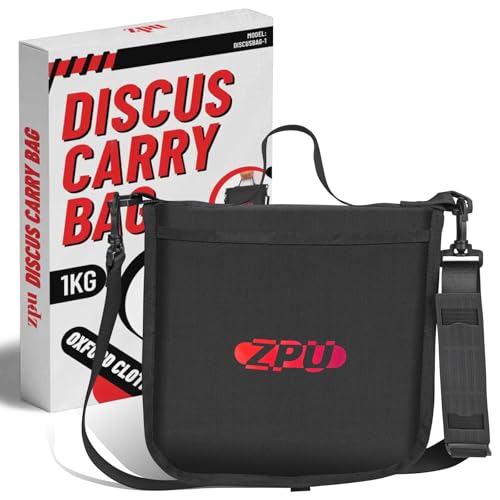 ZPU Discus Carrier with Handy Strap and Adjustable Shoulder Strap, Throwing Discus Carrying Bag for Track and Field, Waterproof, Black