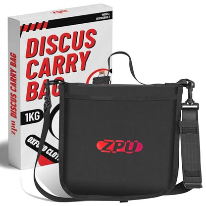 ZPU Discus Carrier with Handy Strap and Adjustable Shoulder Strap, Throwing Discus Carrying Bag for Track and Field, Waterproof, Black