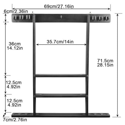 Pool Cue Rack Only, Pool Stick Holder Wall Mount, 6 Pool Billiard Stick + Ball Set Wall Cue Rack, Compact Billiard Table Accessories(71.5cmH)