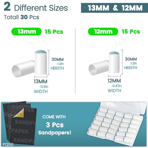 Billiard Pool Cue Tips - Pool Stick Tips Slip-on Tips Replacement Accessories Kit with Storage Box Leather Cue Head for Snooker Home Club Bar Game- SOLROS - size: 13mm/12mm 30pcs