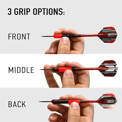 Harrows Ace Rubber Brass Steel Tip Darts Set Available in 20g, 22g, 24g & 26g - Includes Supergrip Shafts, Micron Marathon Flights & Convenient Travel Case - size: 24 g