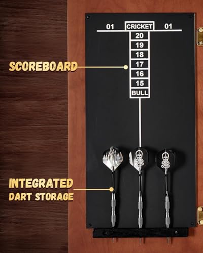 UV Printed Dart Board Cabinet Set Wooden Dartboard Cabinet for Family Game Rooms