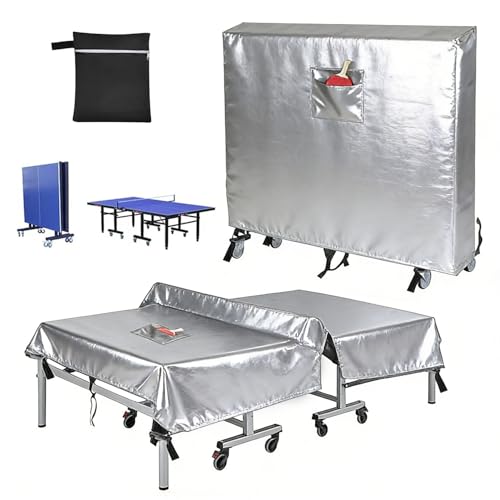 Heavy Duty Waterproof Ping Pong Table Cover - 600D Fabric, Fits 9x5 FT Tables, Windproof Buckle, Silver, 65" Lx28 Wx73 H - Ultimate Indoor/Outdoor Protection - color: Silver