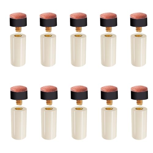 GSE Games & Sports Expert 10 Pieces 12mm/13mm Billiard Pool Tips, Soft/Hard Screw-on Tips Replacement or White Pool Cue Stick Nylon Ferrules Replacement - size: 12mm, style: Hard Tip & Nylon Ferrules