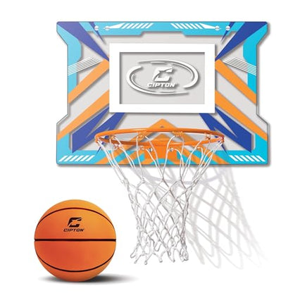 Cipton Silent Mini Basketball Hoop Set – Indoor Over-the-Door Hoop with Noise-Reducing Acrylic Backboard & Soft Mini Basketball, for Home Dorm and Office