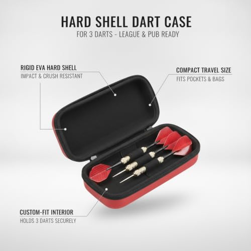 Hard Shell Dart Case for 3 Darts, EVA Carrying Wallet with Fabric Interior, Compact Travel Storage for League Night and Pub Games (1 PC)