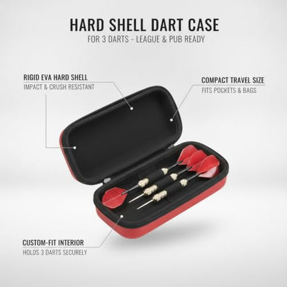 Hard Shell Dart Case for 3 Darts, EVA Carrying Wallet with Fabric Interior, Compact Travel Storage for League Night and Pub Games (1 PC)