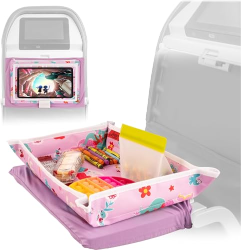 Lusso Gear Airplane Tray Table Cover - Organize Kids Travel Essentials - Pockets for Airplane Toys for Toddlers 1-3 - Foldable Tablet Stand for Travel Toddler Essentials (Mermaids) | with Pockets - color: Mermaids