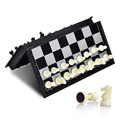 Chess Set with Folding Magnetic Travel Games Board and 2 Extra Queens for Kids and Adults