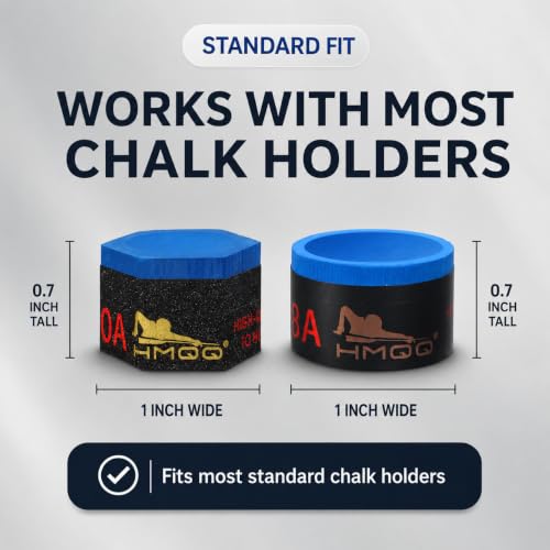 HMQQ Nano Pool Cue Chalk Set, 2 Pack Premium Low Dust Billiard Chalk with Magnetic-Ready Base, Smooth Grip, Fewer Miscues, Long Lasting Cue Tip Chalk for Pool, Snooker & 8 Ball Players