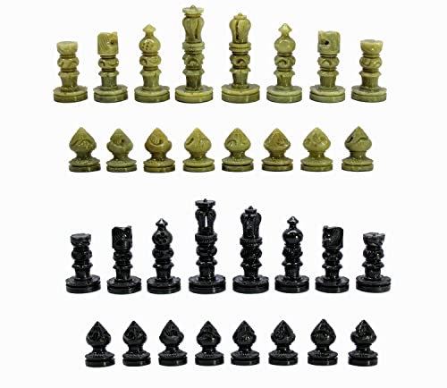 StonKraft - Natural Stone Chess Pieces Chessmen Chess Coins (3" King) | Chess Accessories | Board Games (White and Brown)
