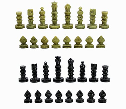 StonKraft - Natural Stone Chess Pieces Chessmen Chess Coins (3" King) | Chess Accessories | Board Games (White and Brown)