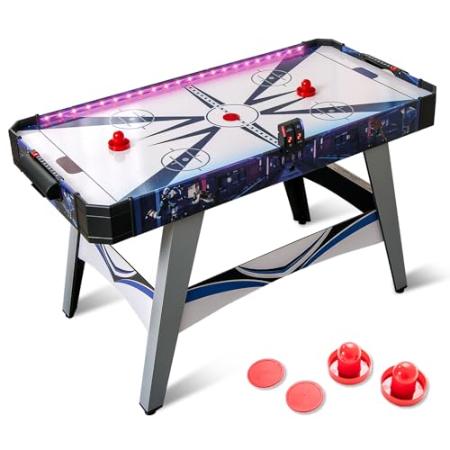 Giantex 54" Air Hockey Table - Arcade Hockey Table Gaming Set w/LED Electronic Scoring & Lights, 2 Pucks, 2 Pushers, Powerful 12V Motor, Air Hockey Game Table for Kids Adults, Game Room, Home, Office