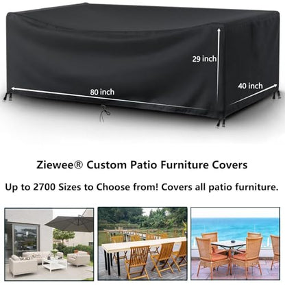 Patio Furniture Covers Outdoor Table Cover Waterproof Rectangular Patio Dining Table Cover Wind Dust Proof Anti-UV Garden Sectional Couch-Cover Table and Chair Set Covers 80"L x 40"W x 29"H Black - color: Standard Size, size: 0 80"L x 40"W x 29"H