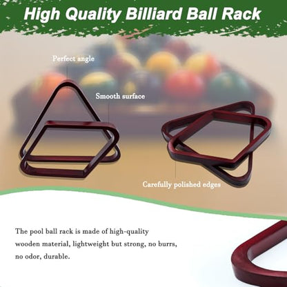 56Pcs Pool Ball Rack with Pool Table Brush Kit, Billiards Triangle for 2-1/4" Ball, 8/9 Ball Triangle Diamond Magic Rack with Pool Chalk Pool Table Accessories - color: Wine Red