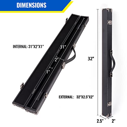 GSE Games & Sports Expert Billiard Pool Cue Stick Hard Box for 2-Piece Pool Cue Stick, Billiard Carrying Case Holds 1 Butt and 1 Shaft - color: Black
