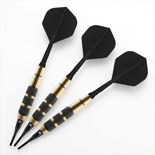 Soft Tip Darts Set 18g, 3 Pack with Brass Barrels and Case | 18g darts, brass barrels, integrated flights, 30 spare soft tips, travel case, for electronic dartboards