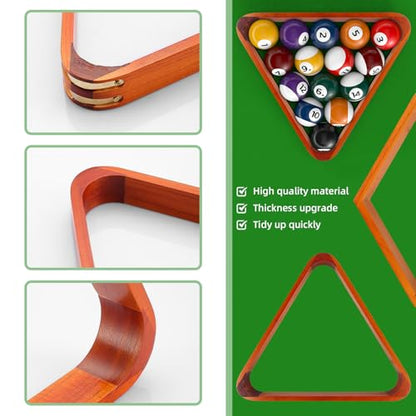 HMQQ Solid Wood Billiard 8-Ball Triangle / 9-Ball Diamond Pool Ball Racks for 2-1/4" Pool Balls, Pool Table Accessories (Yellow)