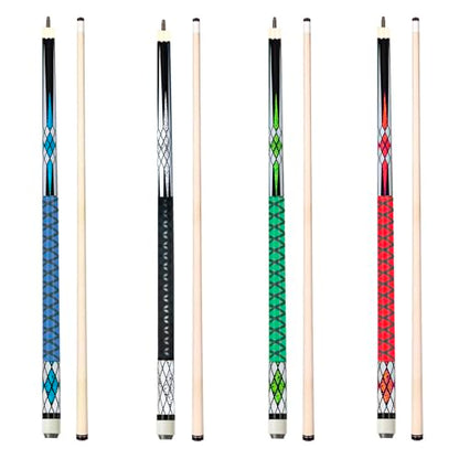 Pool Sticks Set of 4 and Pool Sticks Set of 2 with 13mm Cue Tip 58" Pool Cue with Rubber Anti-Skid Sleeve - color: POOL CUES SET OF 4