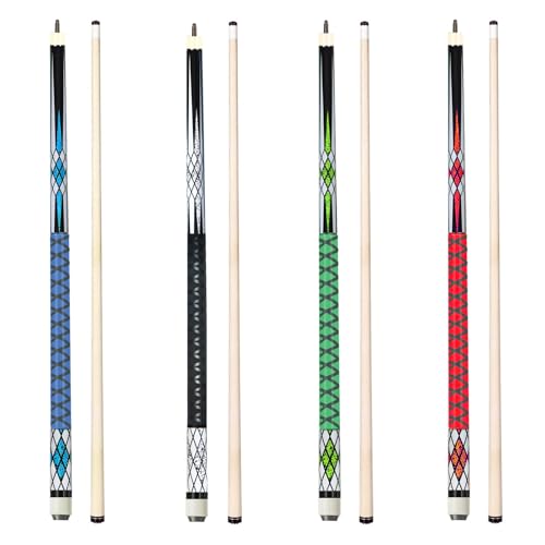 Pool Sticks Set of 4 and Pool Sticks Set of 2 with 13mm Cue Tip 58" Pool Cue with Rubber Anti-Skid Sleeve - color: POOL CUES SET OF 4