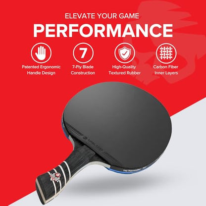 The Peace Maker ALC - Professional Ping Pong Paddle - Carbon Fiber Table Tennis Racket Producing Maximum Spin & Control for All Levels - Hard Carry Case & Ergonomic Handle. - style: Boys