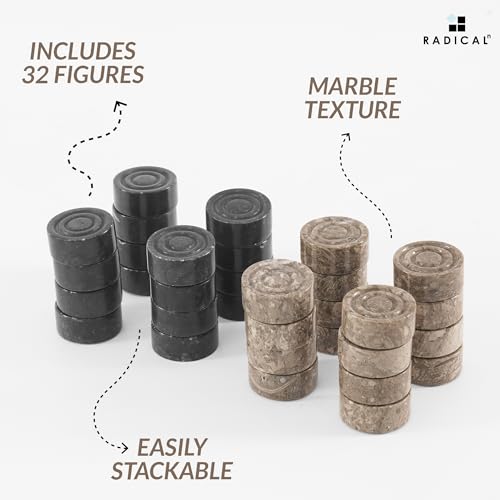 Radicaln Marble Checker Figures 1.25'' Inches Black and Oceanic Handmade Checker Pieces for Chess Board Game Draughts Game, Chess and Checkers Set - color: Black and Oceanic