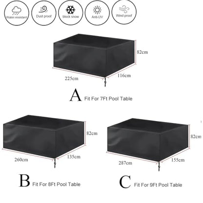 1pc 7ft 8ft 9ft Billiard Table Cover Waterproof Dustproof Snooker Protector With Locking rope(Silver,225x116x82cm) - color: Silver, size: 225x116x82cm