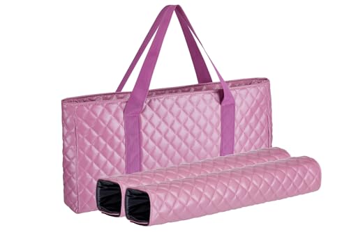 American Mahjong Set – Complete Set with Quilted PU Leather Carrying Bag, Tile Racks with Pushers, 166 Engraved Tiles, Dice, Bettor, and Instructions (PU Purple Pink) - color: Pu Purple Pink